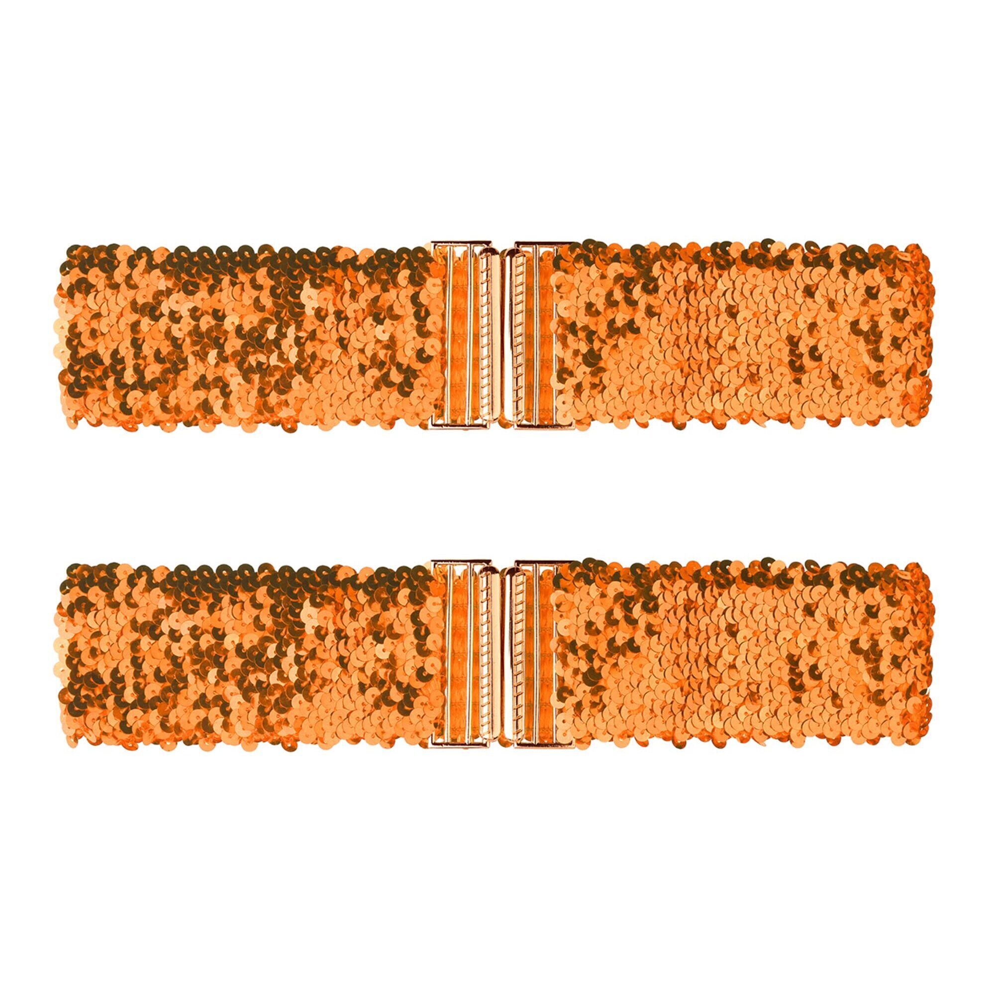 7492 Ladies Shinny Wide Waist Belts Interlock Buckles Sequins Decor Stretchy